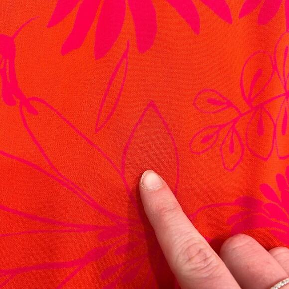 Vintage Y2K 2000s Express Orange Pink Tropical Floral Stretch Mini Skirt Small - Picture 4 of 7